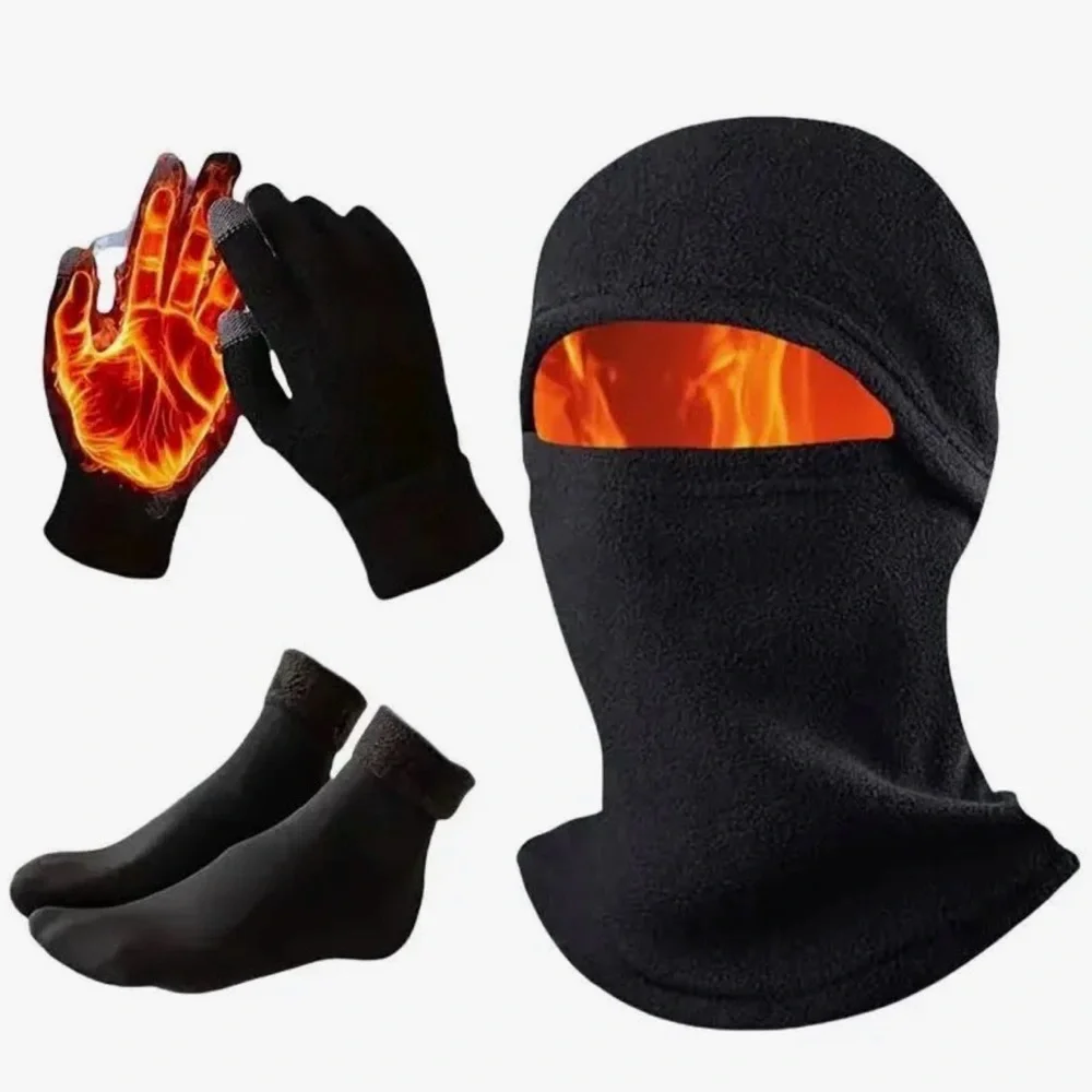 Black Thermal Balaclava Set with Gloves & Socks